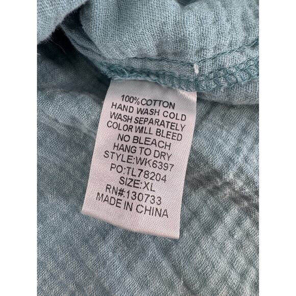 Umgee Tunic Top Sz XL Lagenlook Artsy Beach Raw Hem Guaze Blue Boho Loose Fit - Picture 9 of 12